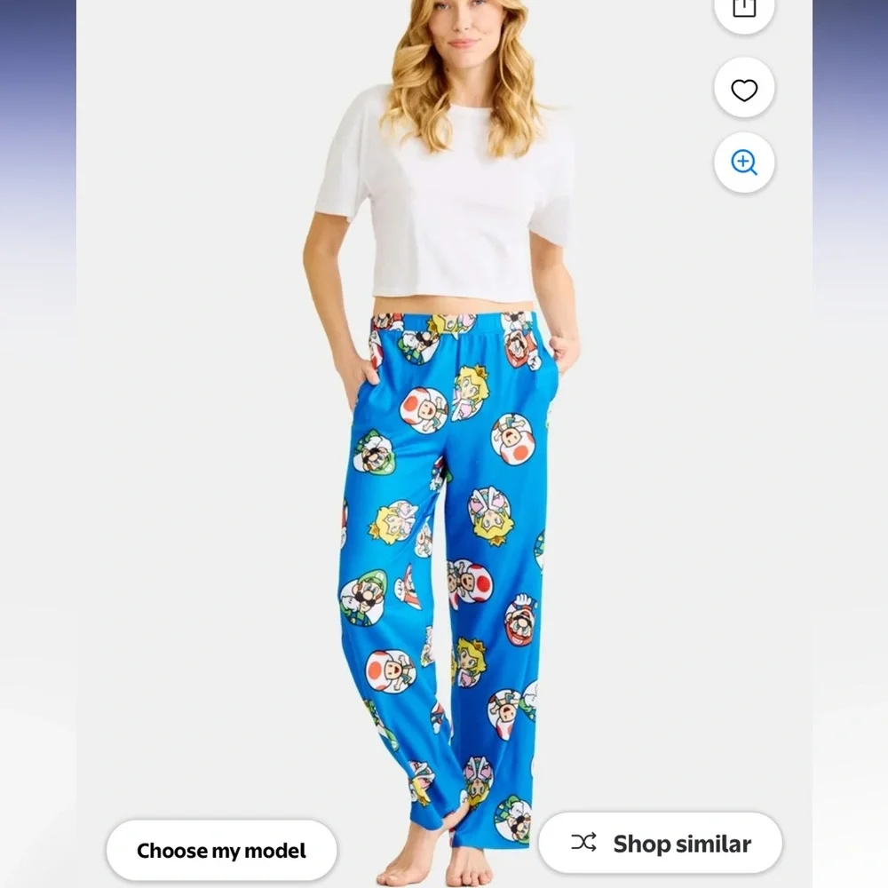 ⭐️ NEW Mario Nintendo Women’s Small Blue Character Pajama Pants